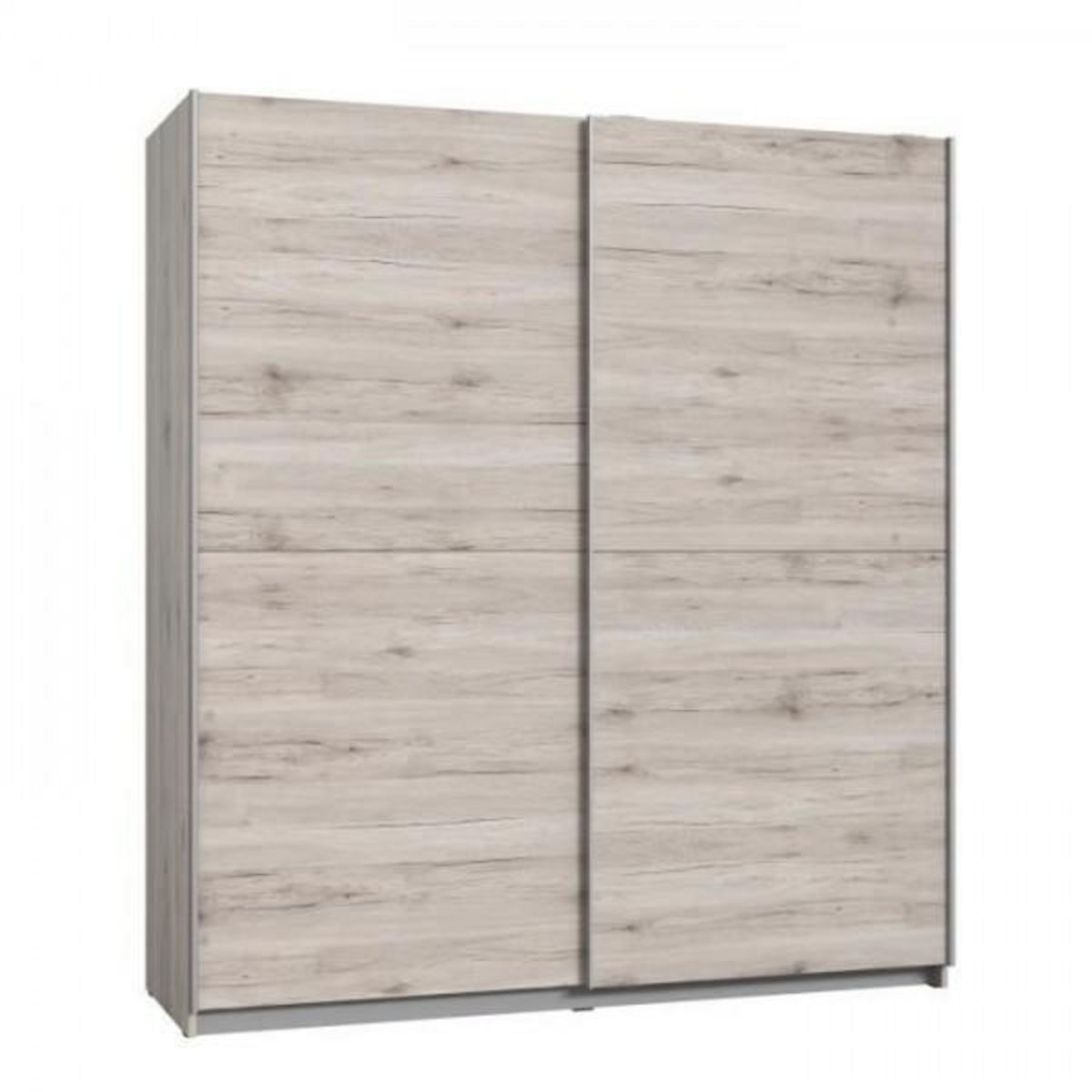 MARKET24 Armoire 2 portes coulissantes - Panneaux de particules - Décor chene cendré clair - L 170,3 x P 61,2 x H 190,5 cm - ULOS