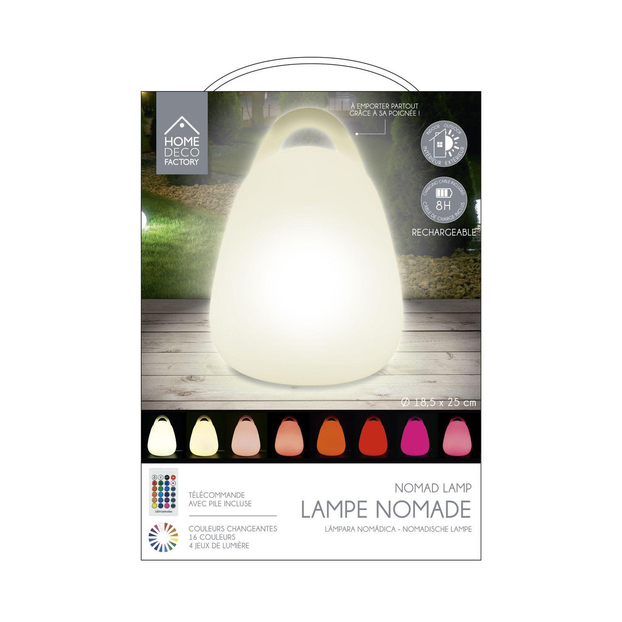 Voir la diapositive 3 : TOILINUX Lampe led d'extérieur à poser avec poignée et télécommande - multicouleur