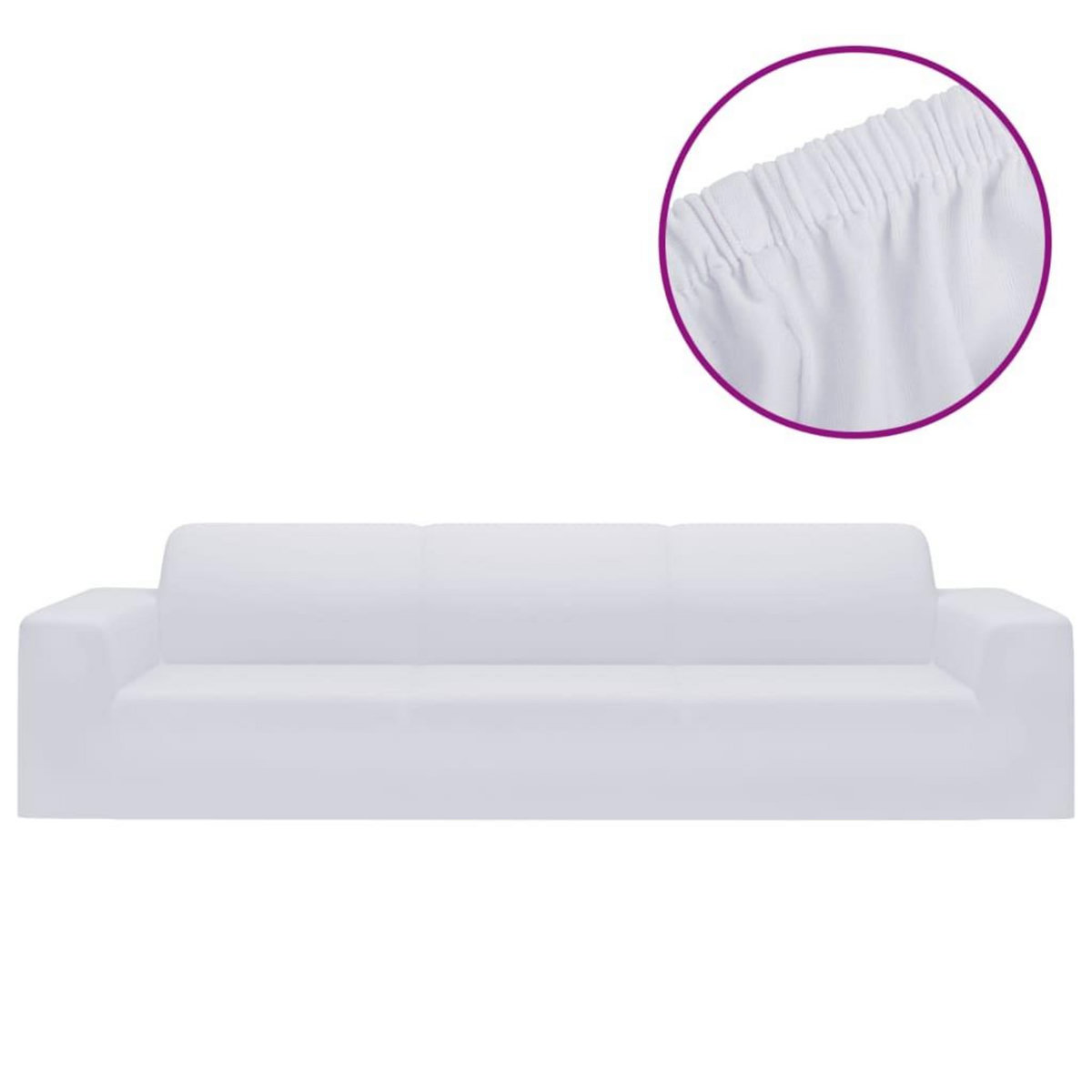 VIDAXL Housse extensible de canape 4 places Blanc Jersey de polyester