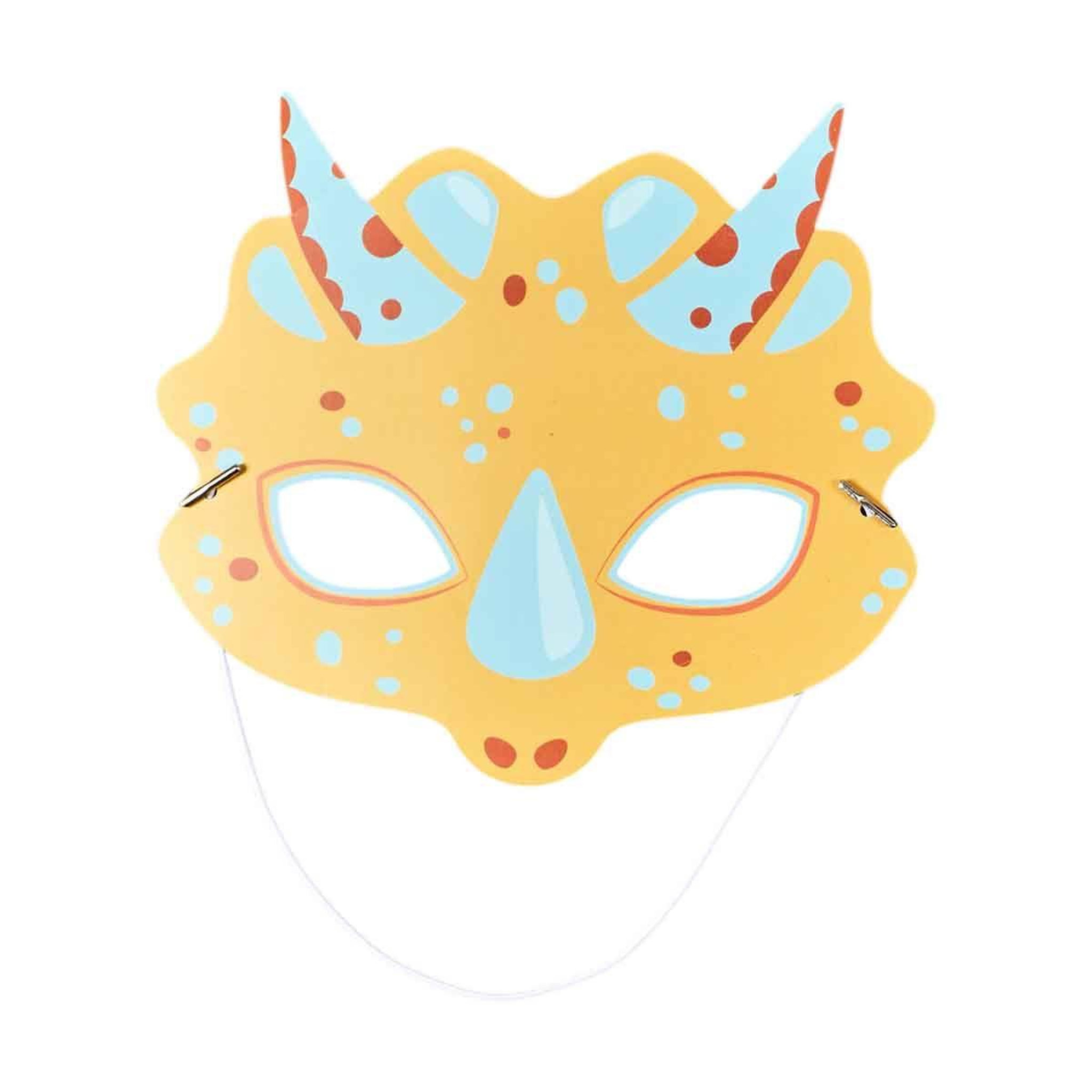 Voir la diapositive 4 : PARTY TIME Lot de 6 masques en papier  dinosaure  19cm multicolore