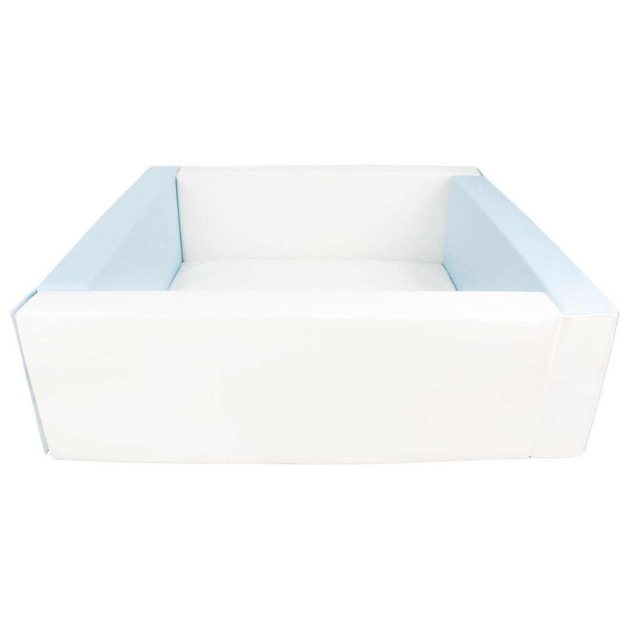 Voir la diapositive 2 : VELINDA Piscine à balles carrée en cuir artificiel, sans balles — blanc, bleu (pastel)