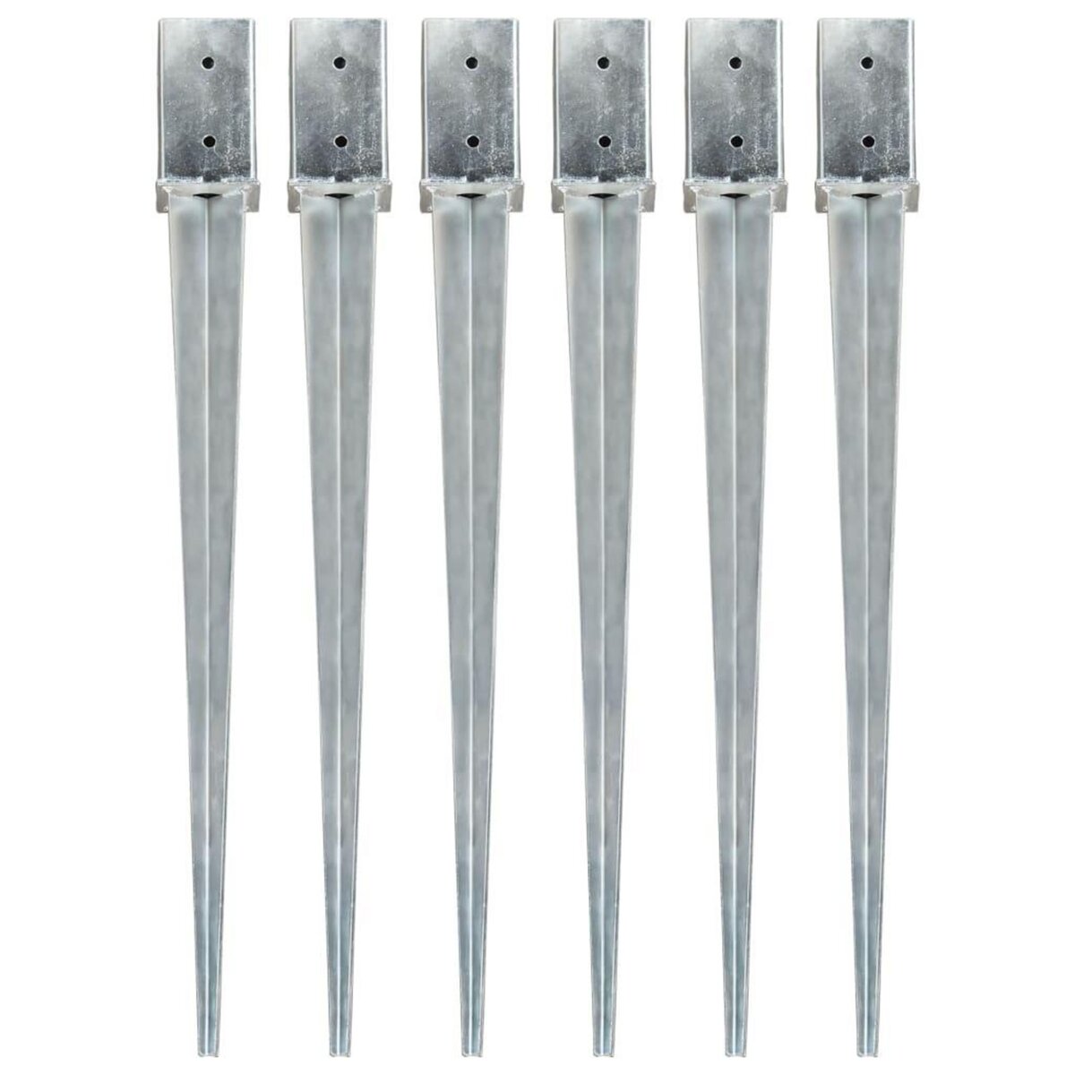 VIDAXL Piquets au sol 6 pcs Argente 8x8x91 cm Acier galvanise