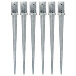 VIDAXL Piquets au sol 6 pcs Argente 8x8x91 cm Acier galvanise