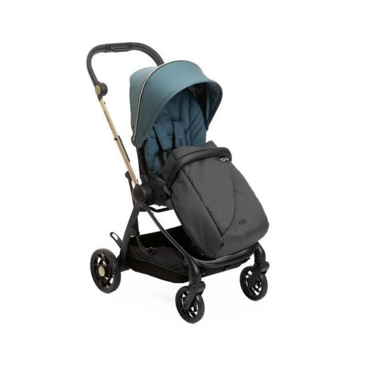 CHICCO Poussette citadine - CHICCO - One4Ever Green Gem - Hamac réversible - Grandes roues - Poids 7.9 kg