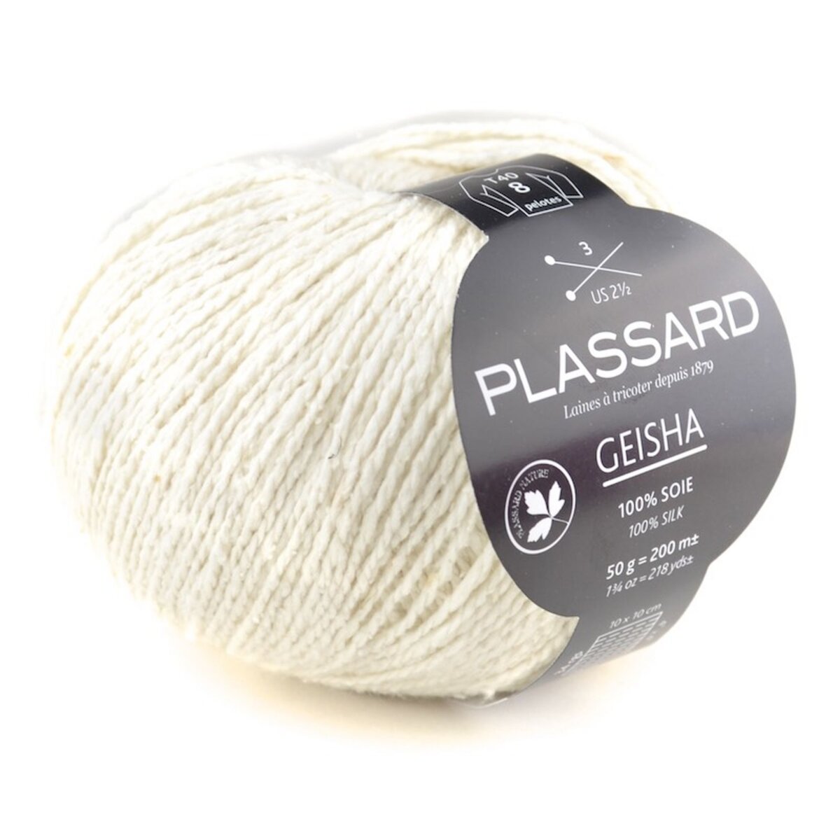 Plassard Fil d'été tricot et crochet Geisha 02 Blanc 100% soie pas