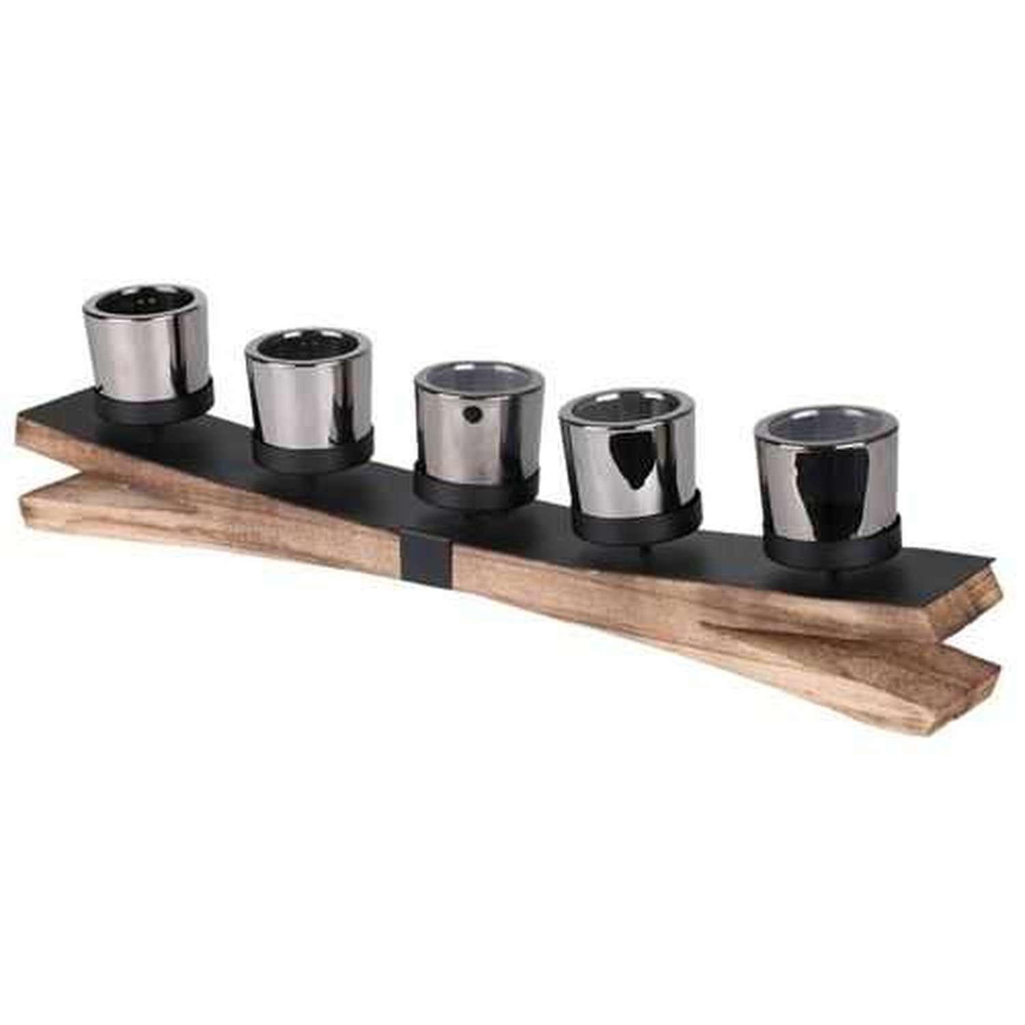 URBAN LIVING Bougeoir avec support en bois et métal natural living - noir