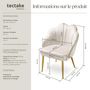 Voir la diapositive 6 : tectake Fauteuil cocktail rembourré en velours crème/or Lot de 2