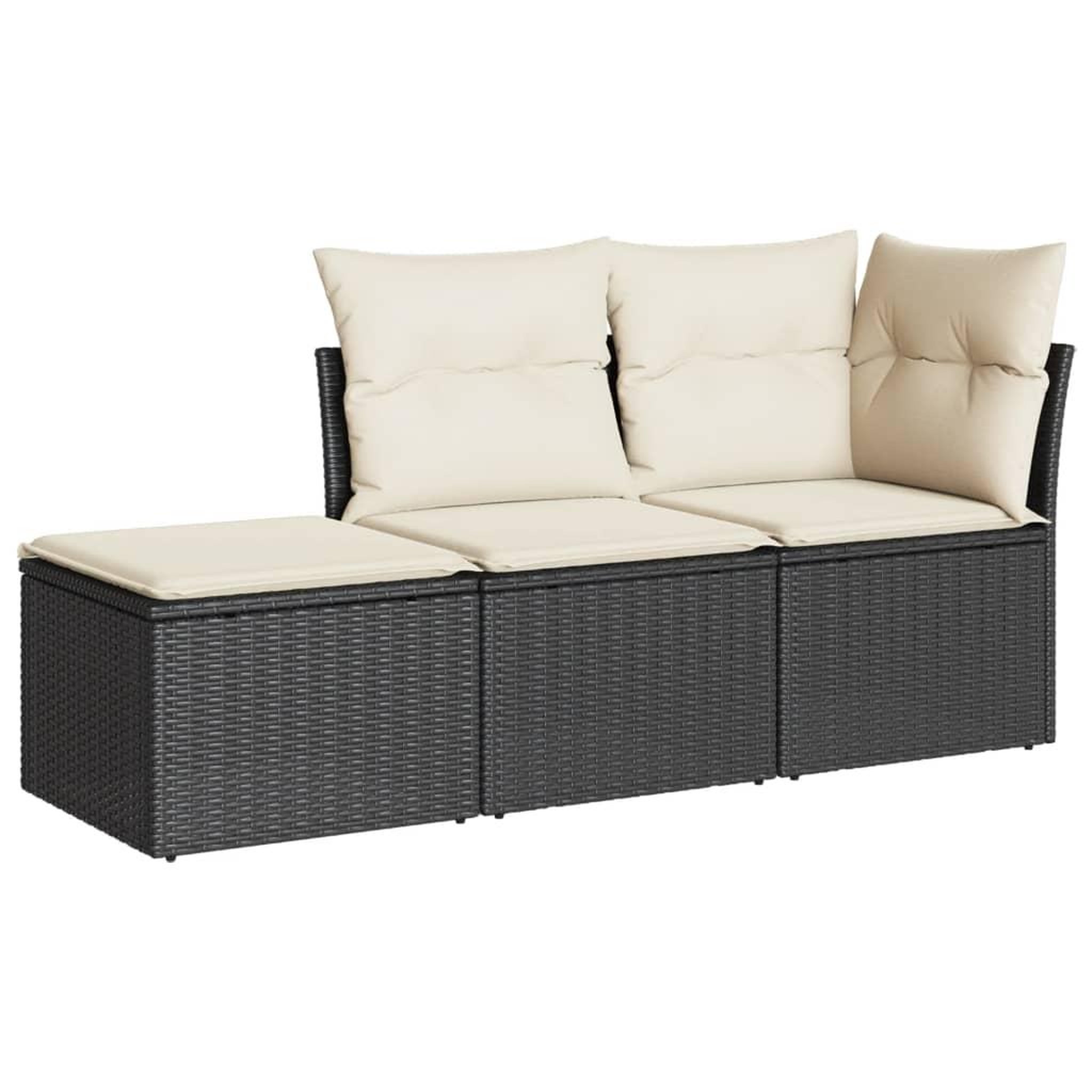 Voir la diapositive 2 : VIDAXL Salon de jardin 3 pcs avec coussins noir resine tressee