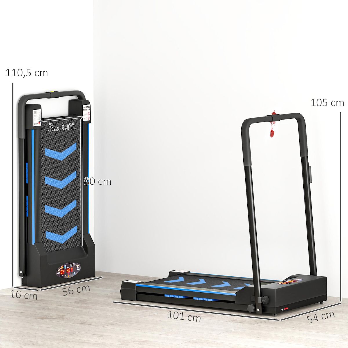 HOMCOM Tapis de course pliable - tapis de marche 6 Km/h max. 370 W - collaboration Aosom.fr x FFHandball - orange noir