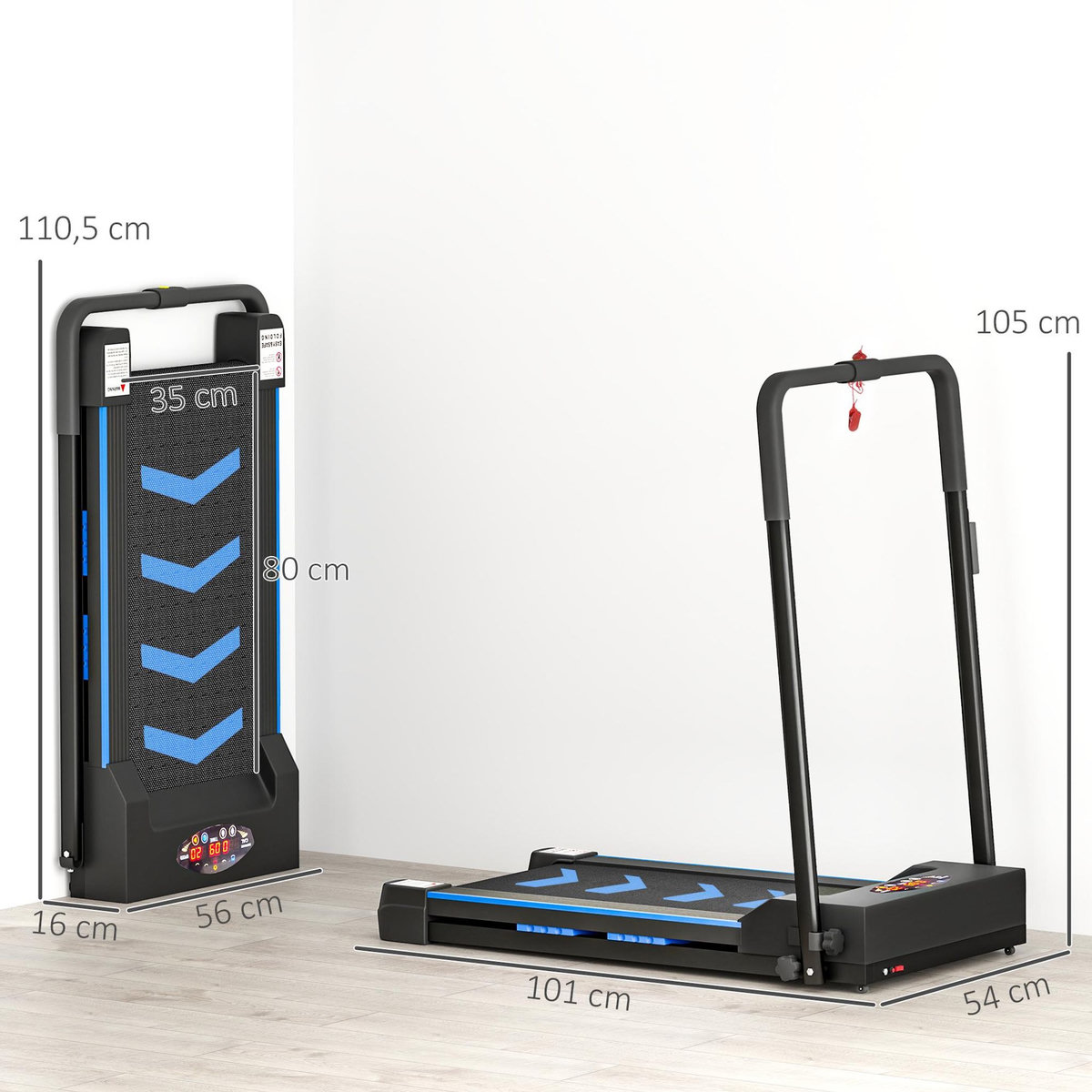 HOMCOM Tapis de course pliable - tapis de marche 6 Km/h max. 370 W - collaboration Aosom.fr x FFHandball - orange noir