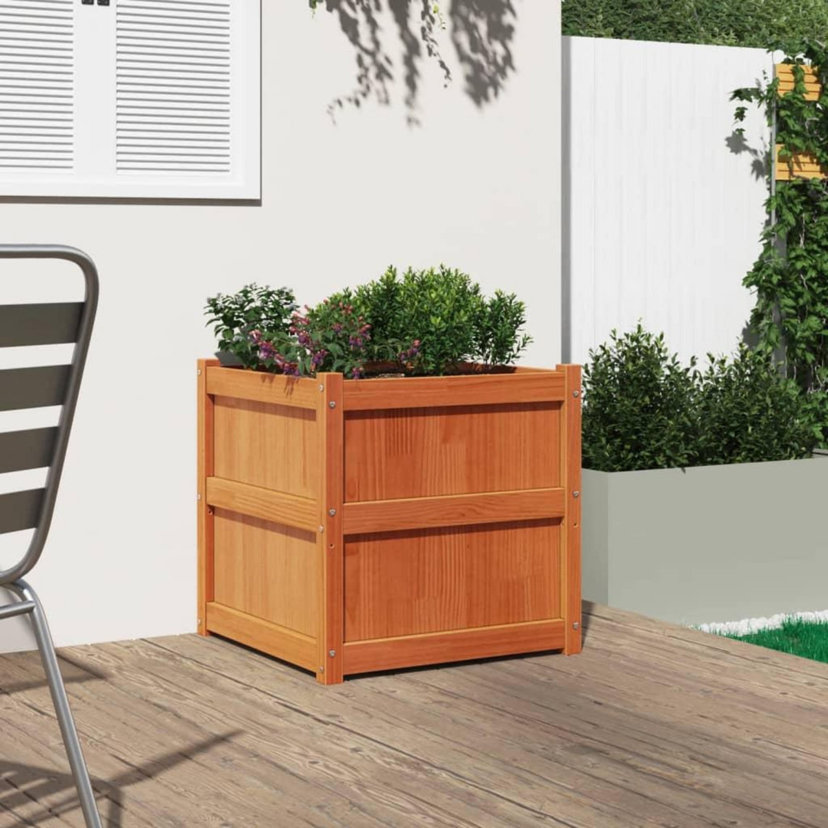 VIDAXL Jardiniere cire marron 60x60x60 cm bois de pin massif