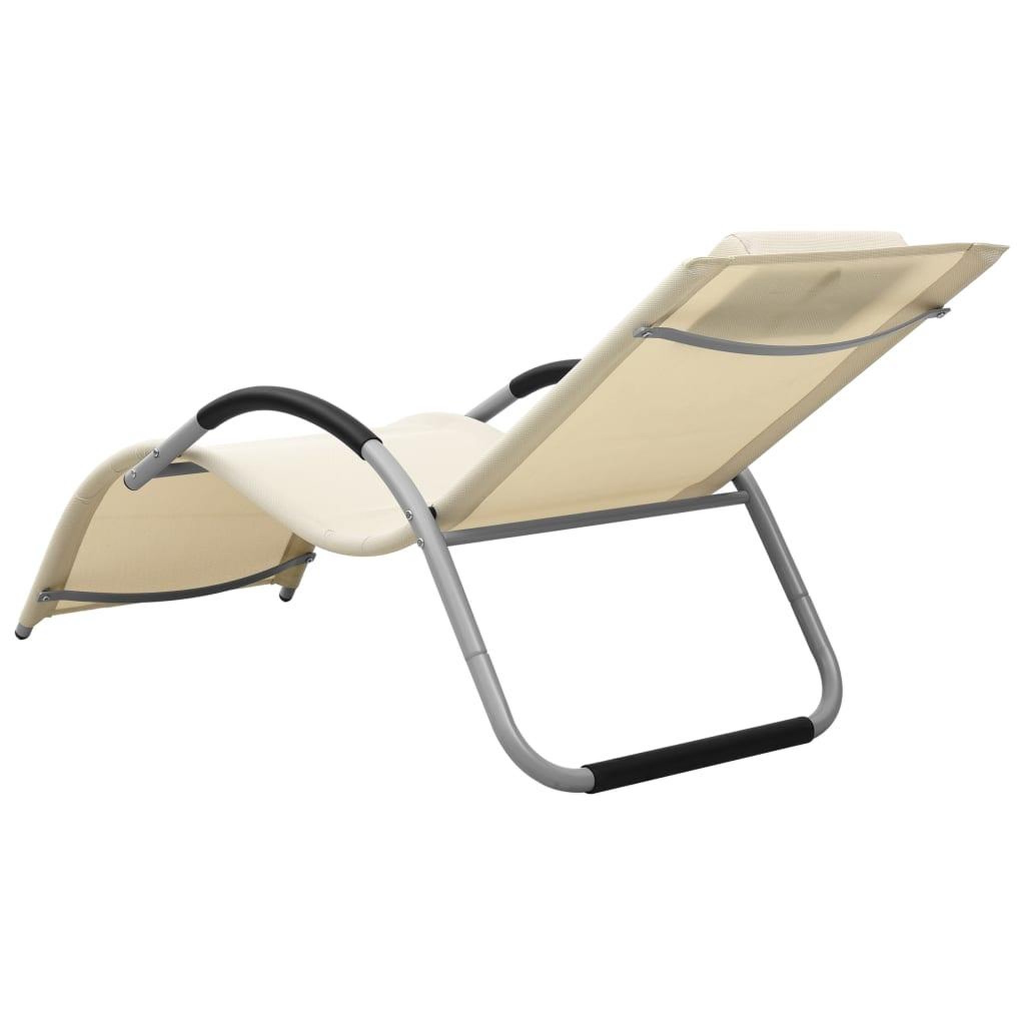 Voir la diapositive 4 : VIDAXL Chaise longue textilene creme et gris
