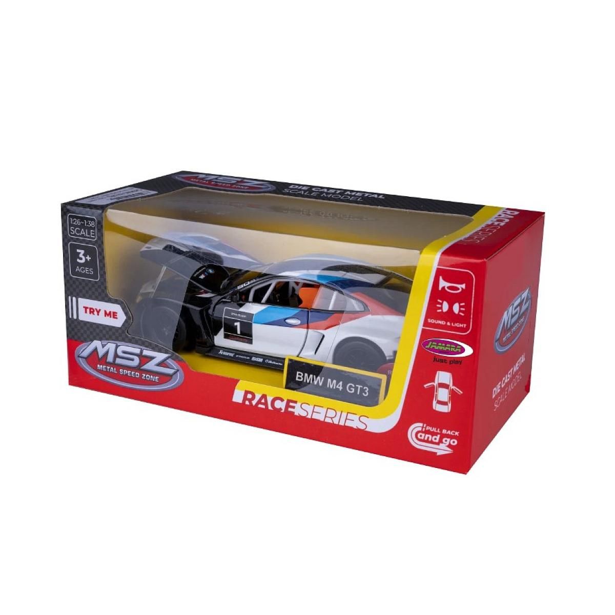 Jamara BMW M4 GT3 miniature 1:32 blanche avec piles