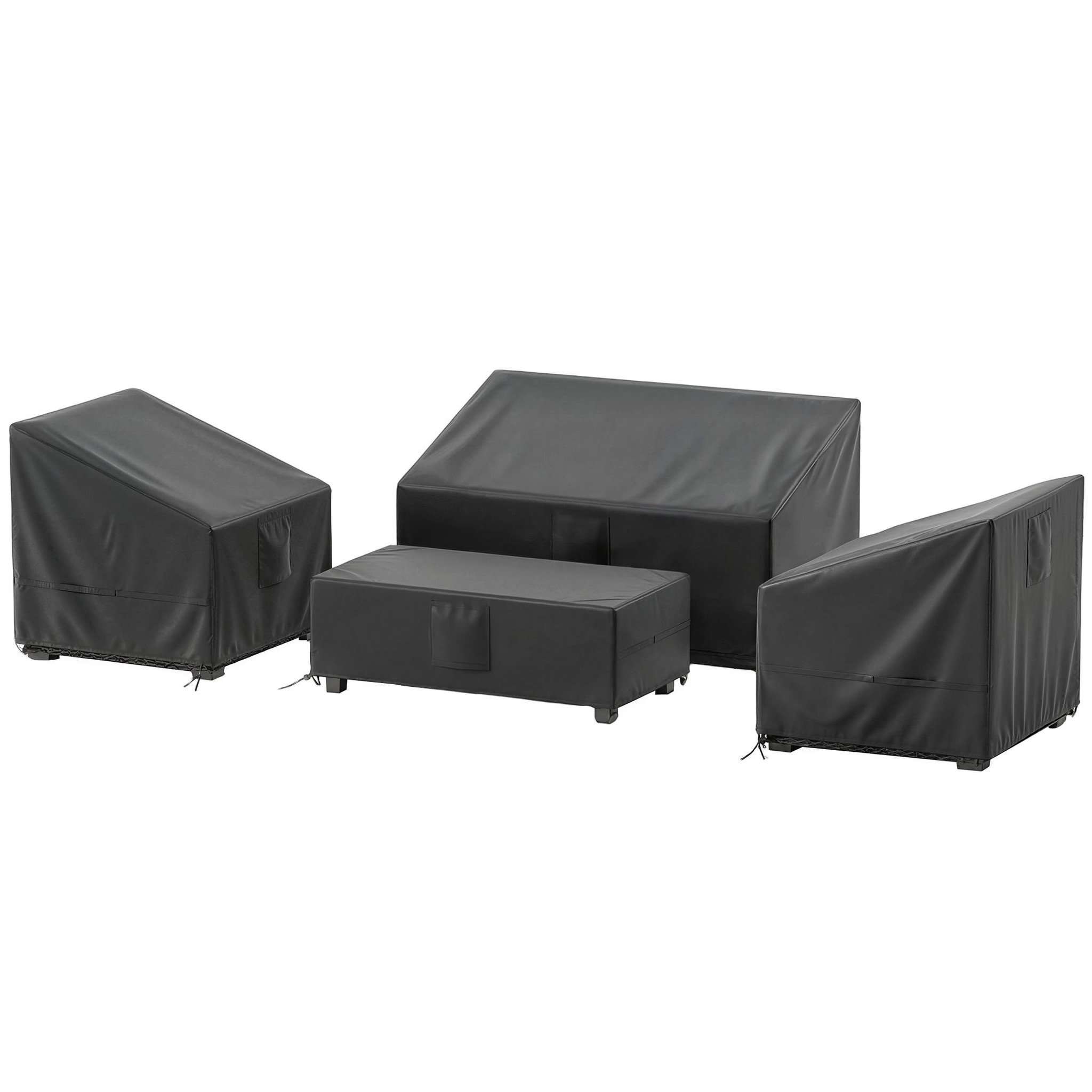 Voir la diapositive 5 : OUTSUNNY Ensemble de 4 housses salon de jardin imperméable tissu oxford noir