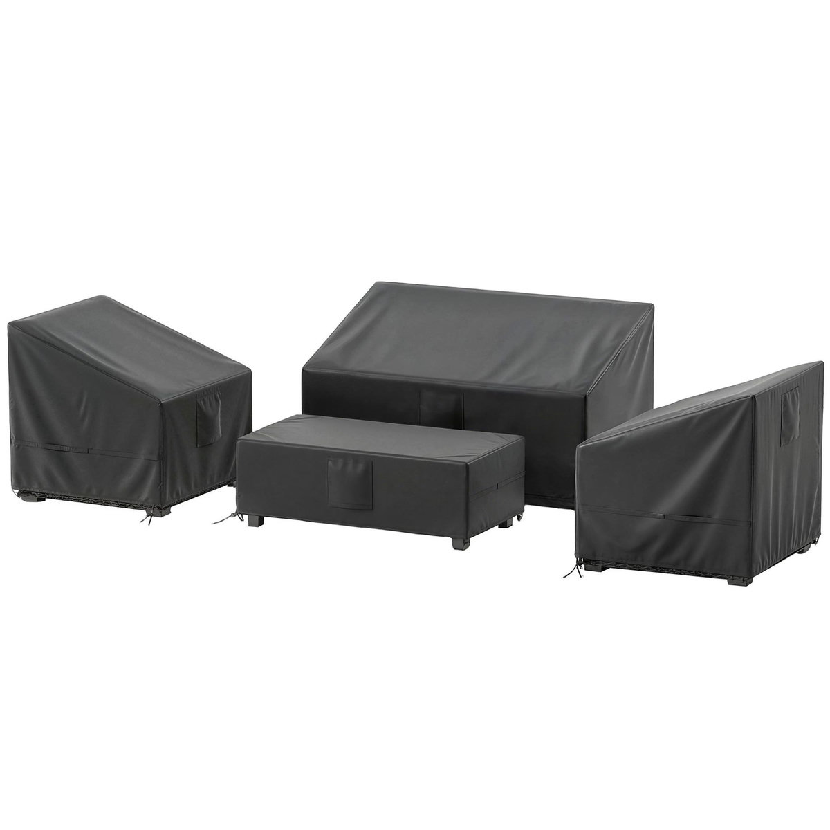 OUTSUNNY Ensemble de 4 housses salon de jardin imperméable tissu oxford noir