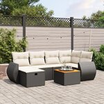 VIDAXL Salon de jardin 7 pcs avec coussins noir resine tressee