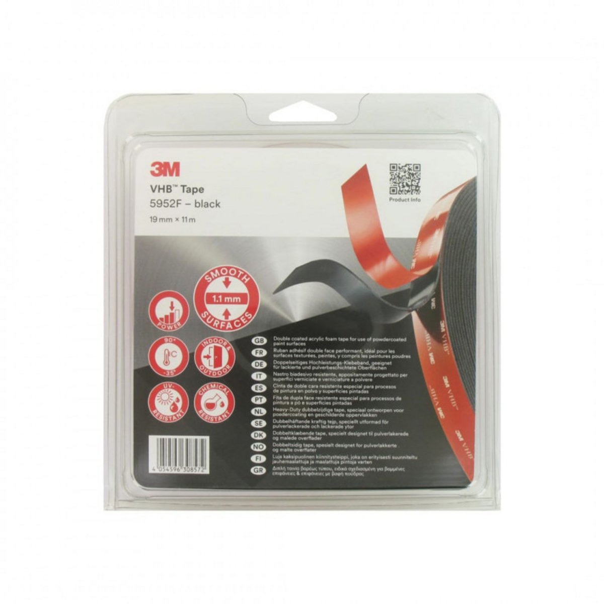 3M Adhésif double face 3M VHB 595F - 19 mm x 11 m - Noir