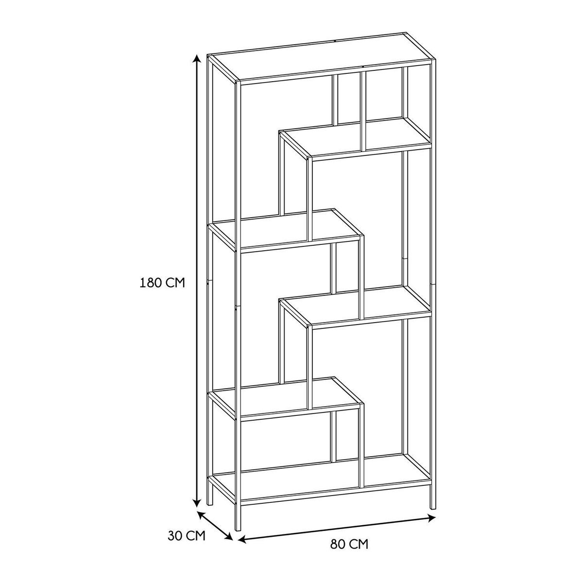 The Home Deco Factory Etagère en verre fumé Edison - H. 180 cm - Noir