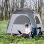 Voir la diapositive 2 : OUTSUNNY Tente de camping familiale 4 personnes montage instantanée pop-up 4 fenêtres pare-soleil dim. 2,4L x 2,4l x 1,95H m fibre verre polyester gris