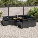 VIDAXL Salon de jardin 11 pcs avec coussins noir resine tressee