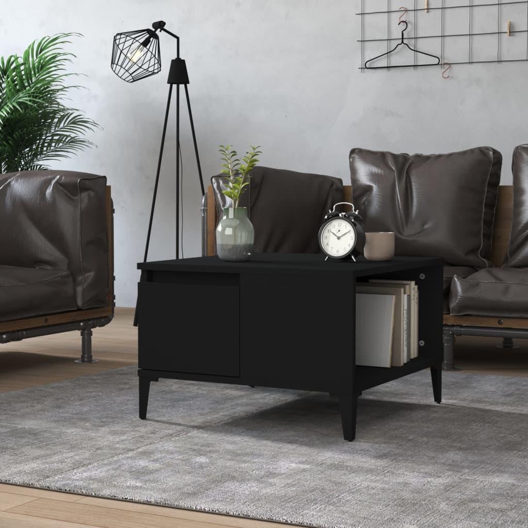 Voir la diapositive 1 : VIDAXL Table basse noir 55x55x36,5 cm bois d'ingenierie