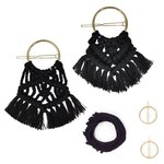 Paris Prix Kit pour 2 Barrettes Cheveux  Macramé  20cm Noir