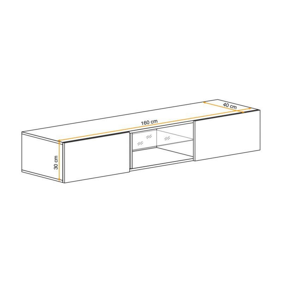 Paris Prix Meuble TV Mural Design  Fly I  160cm Noir