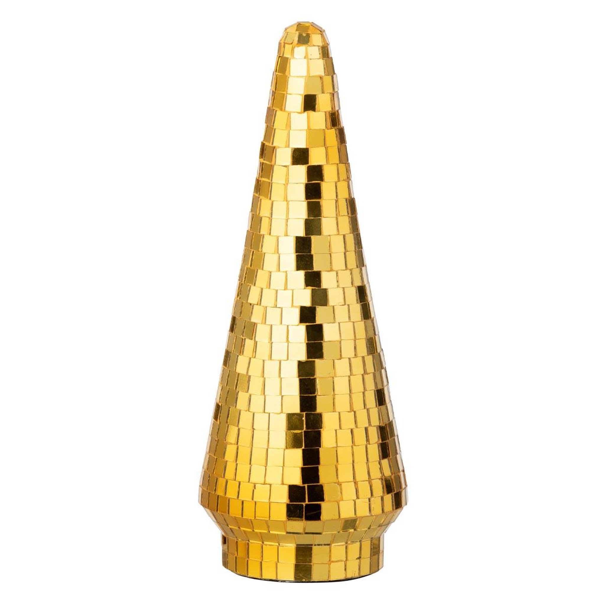 J-LINE Arbre disco en verre  miroir  33cm jaune