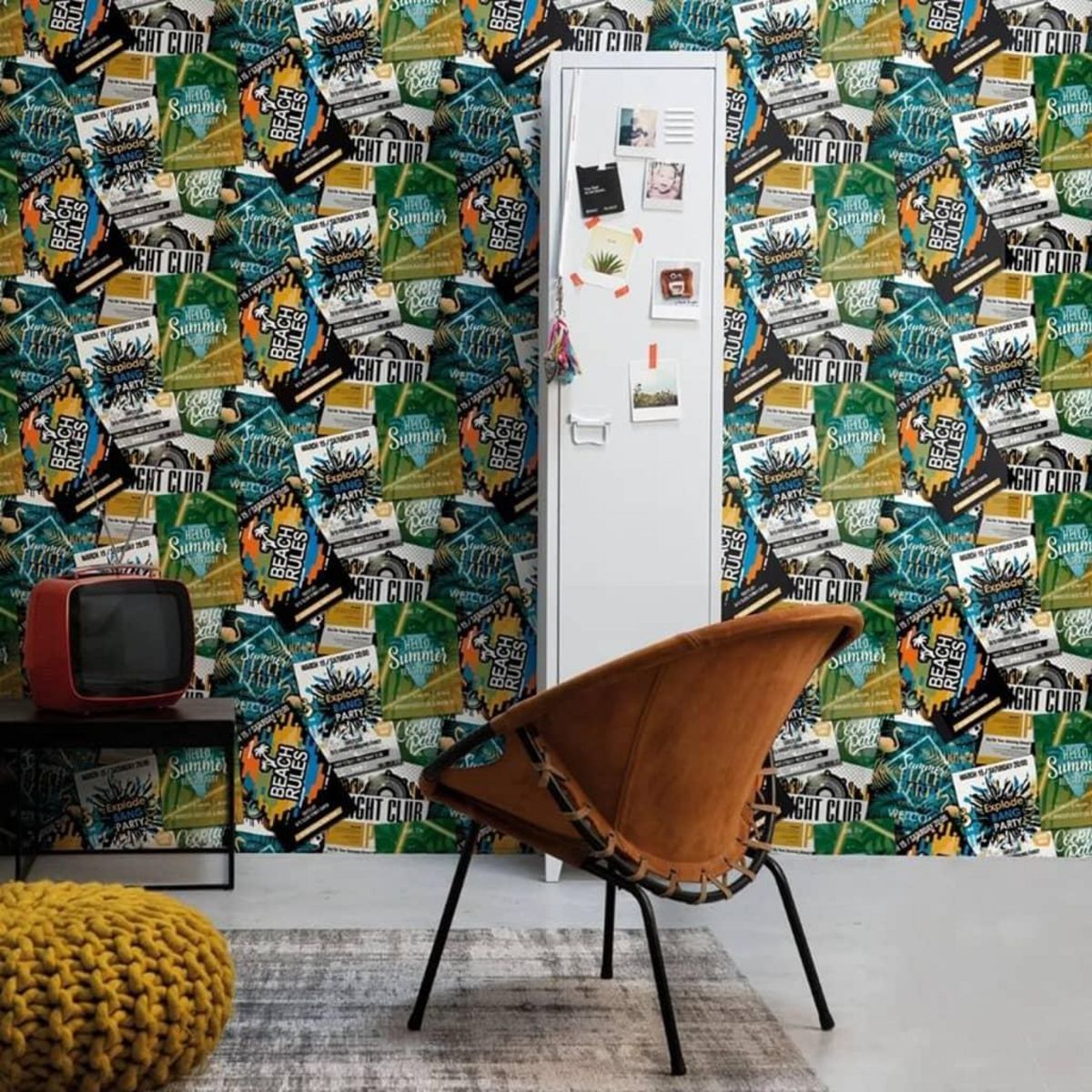 Noordwand Noordwand Papier peint Good Vibes Club Posters Vert et orange