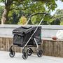 Voir la diapositive 2 : PAWHUT Poussette buggy chien 4 roues pliable - nombreux équipements - alu oxford gris