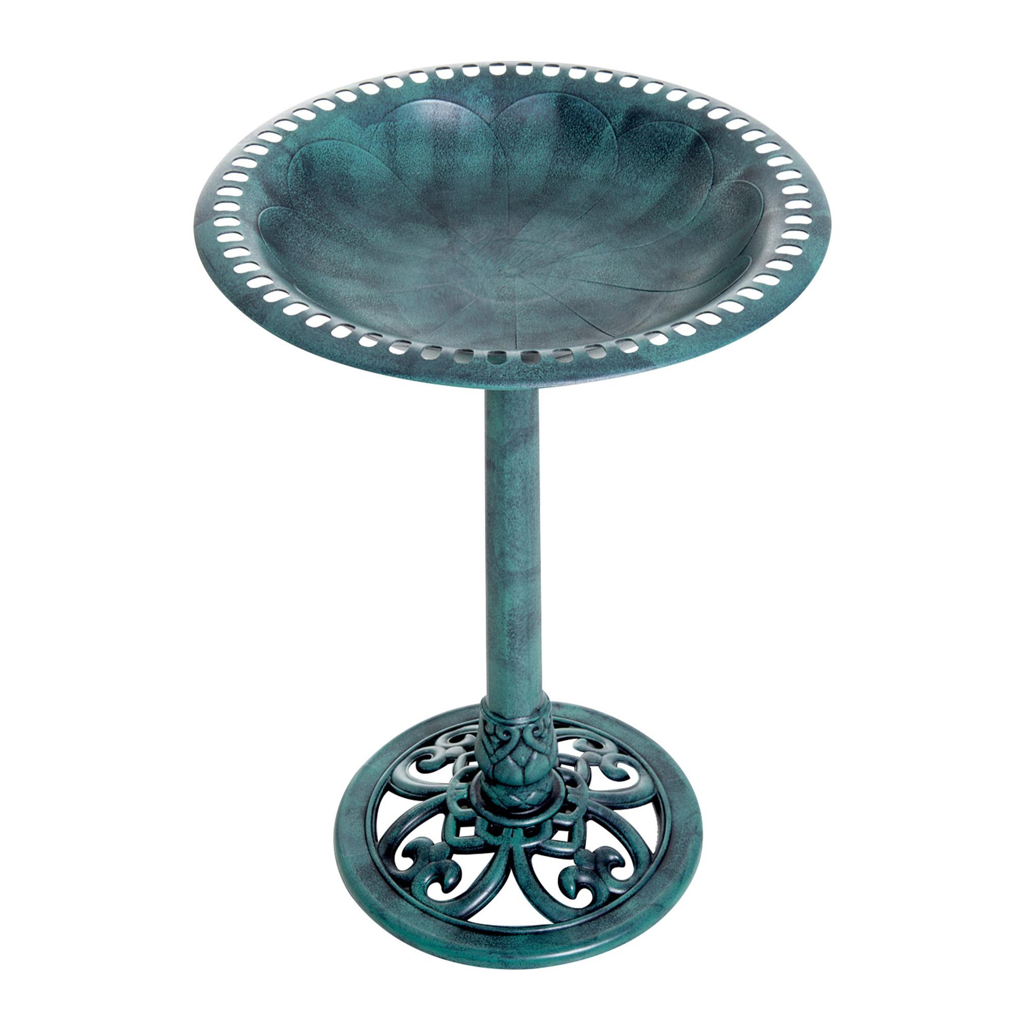 OUTSUNNY Bain d'oiseaux abreuvoir pour oiseaux plateau dia. 50 cm PP bleu effet antique