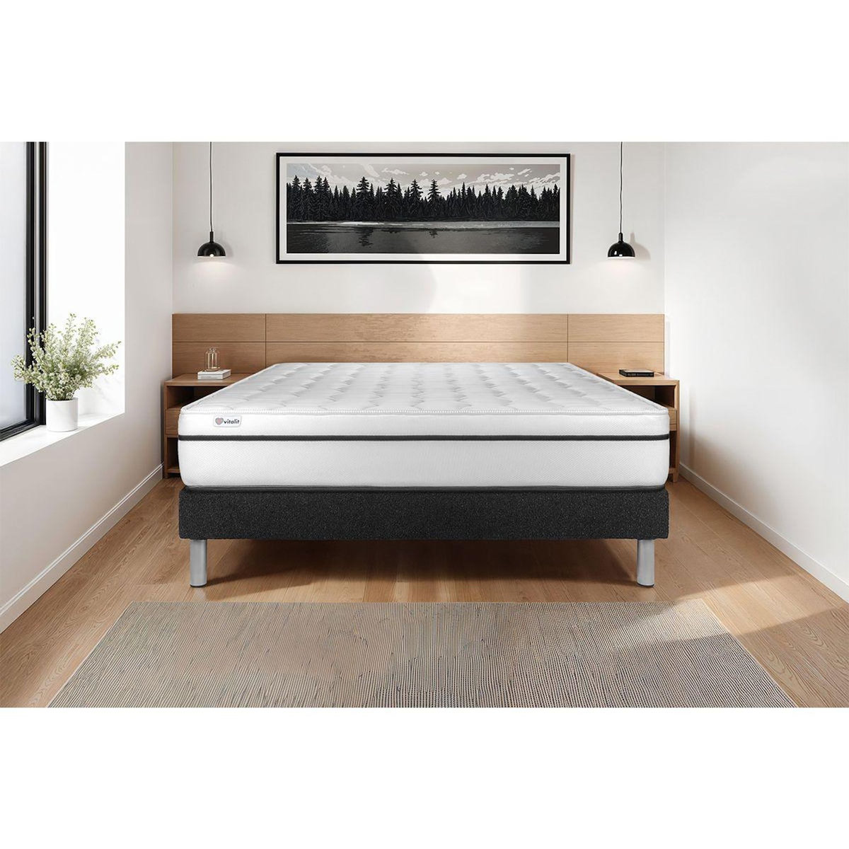VITALIT Ensemble VITAL SPA 180 x 200 cm sommier Kit Noir