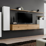 Paris Prix Meuble TV Mural Design  Switch I  330cm Blanc & Naturel