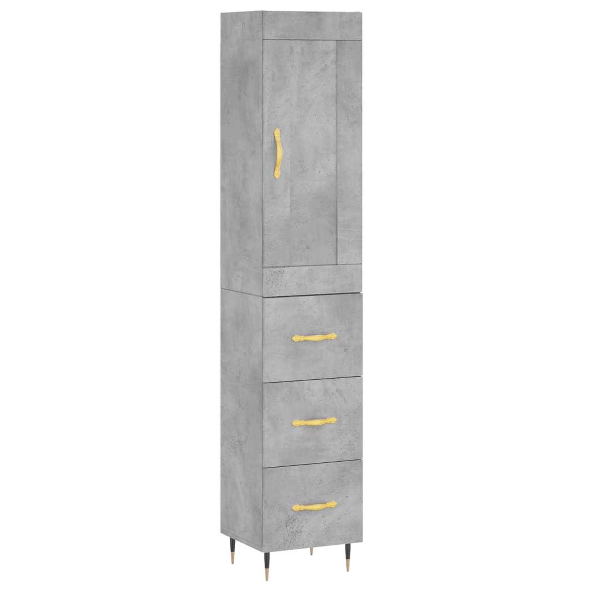 Voir la diapositive 2 : VIDAXL Buffet haut Gris beton 34,5x34x180 cm Bois d'ingenierie