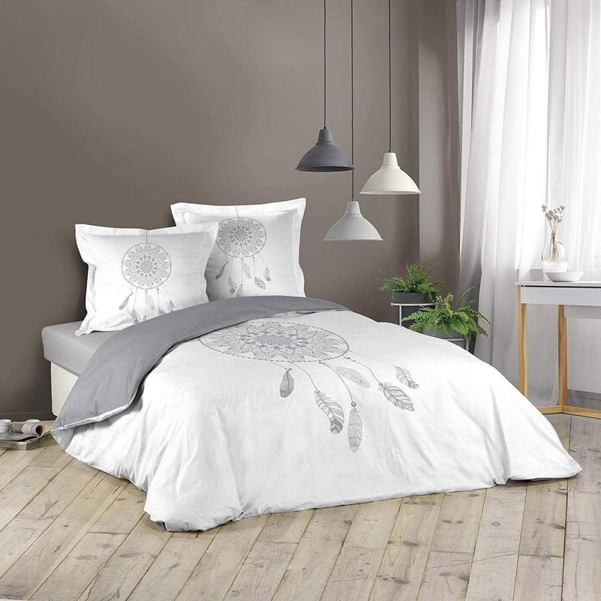 Voir la diapositive 1 : Douceur d'Intérieur Housse de couette 220x240 + 2 taies Reveline coton