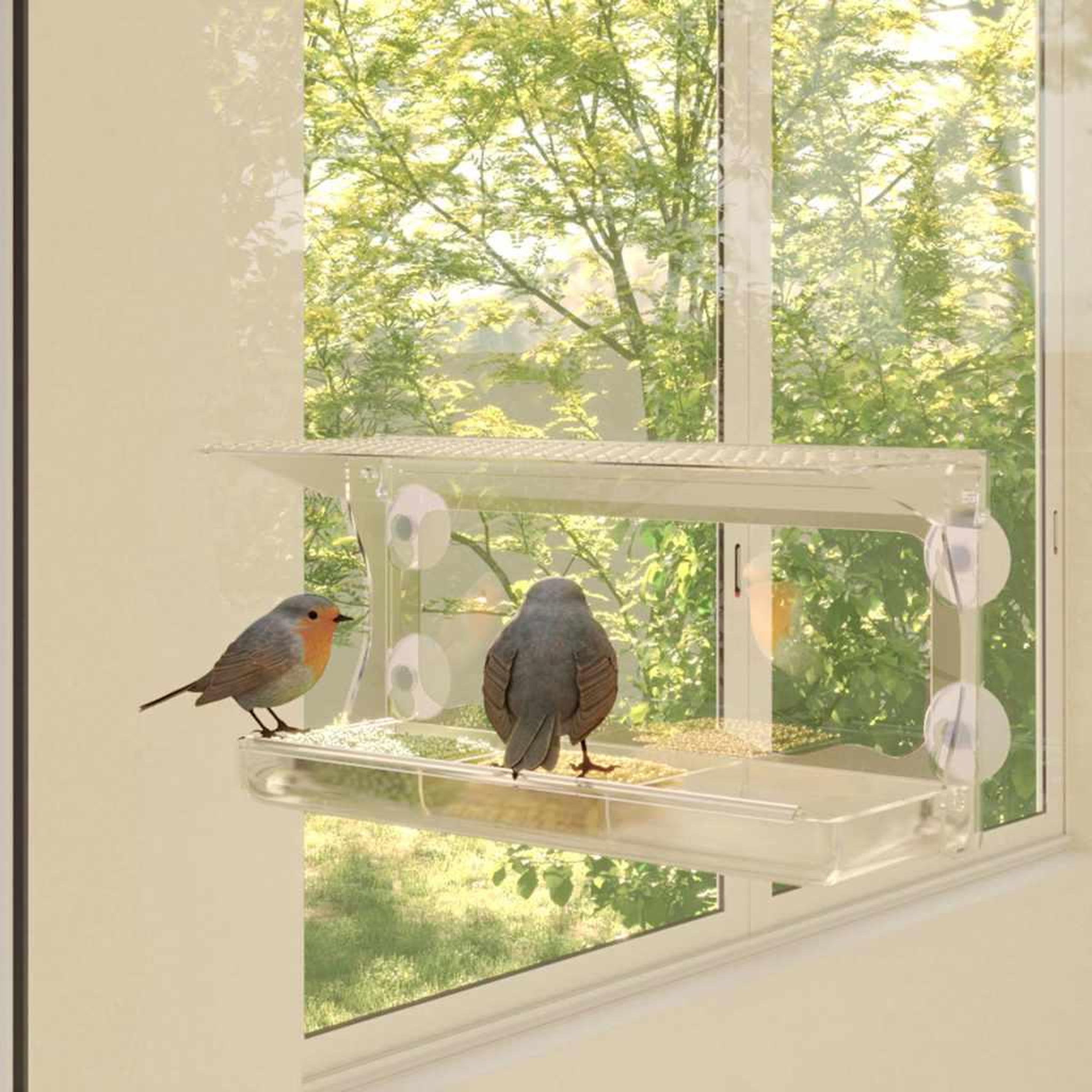 Voir la diapositive 2 : VIDAXL Mangeoires a oiseaux de fenetre 2 pcs Acrylique 30x12x15 cm