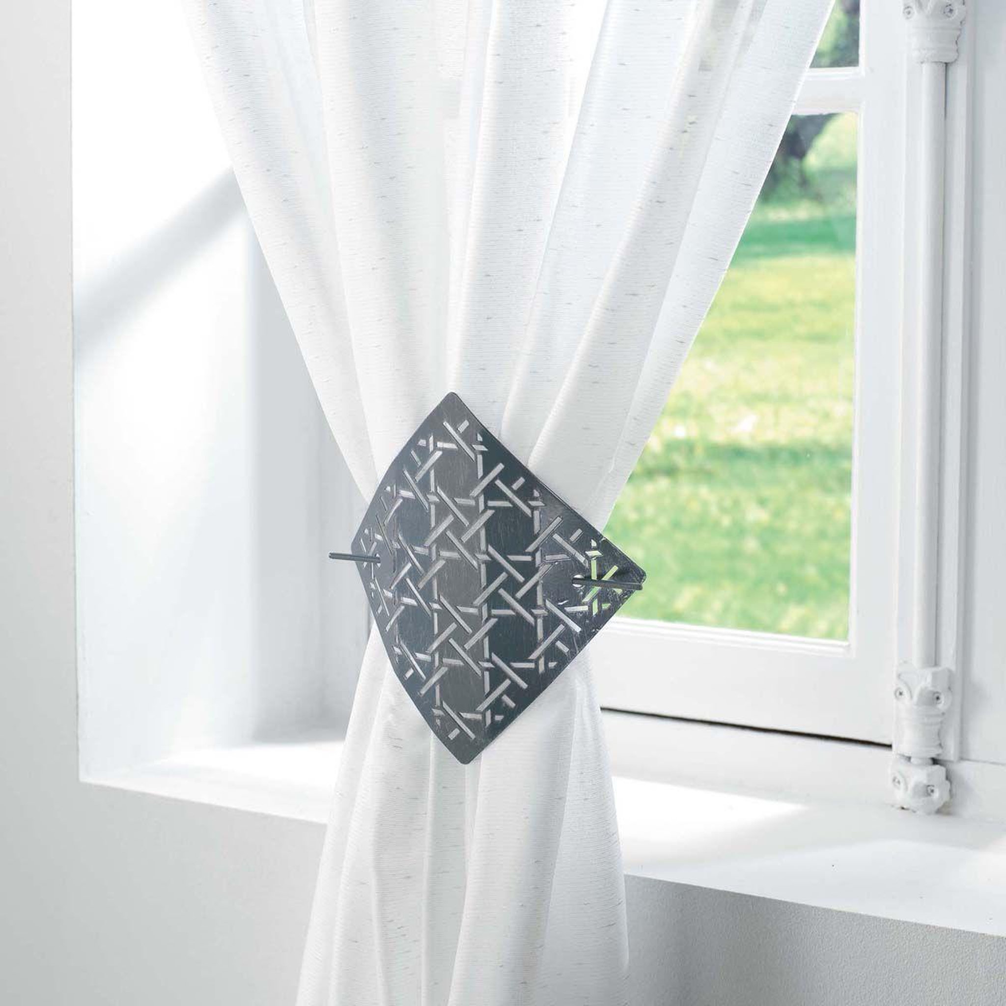 Voir la diapositive 3 : Douceur d'Intérieur Embrasse de rideau broche  bobix  16cm gris
