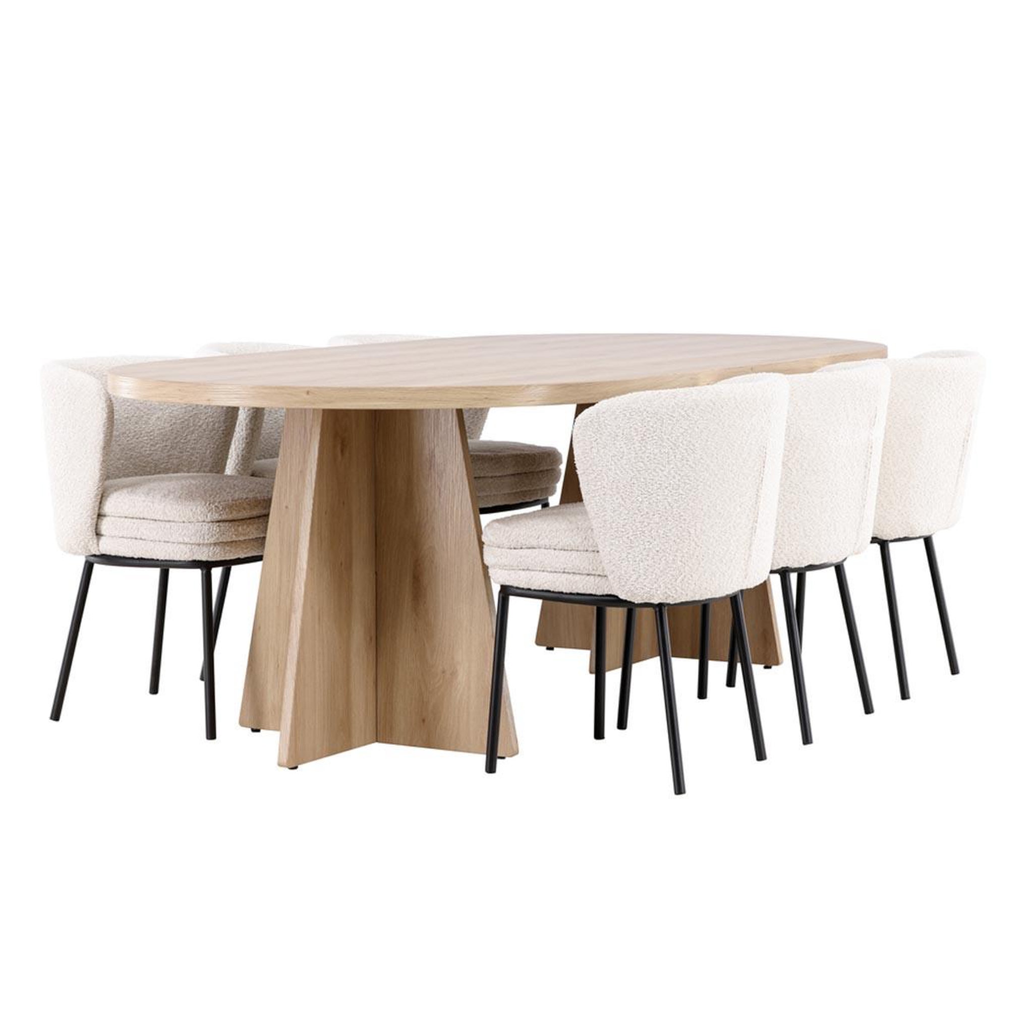 Paris Prix Ensemble table à manger & 6 chaises  bootcut & agnes  230cm naturel & blanc