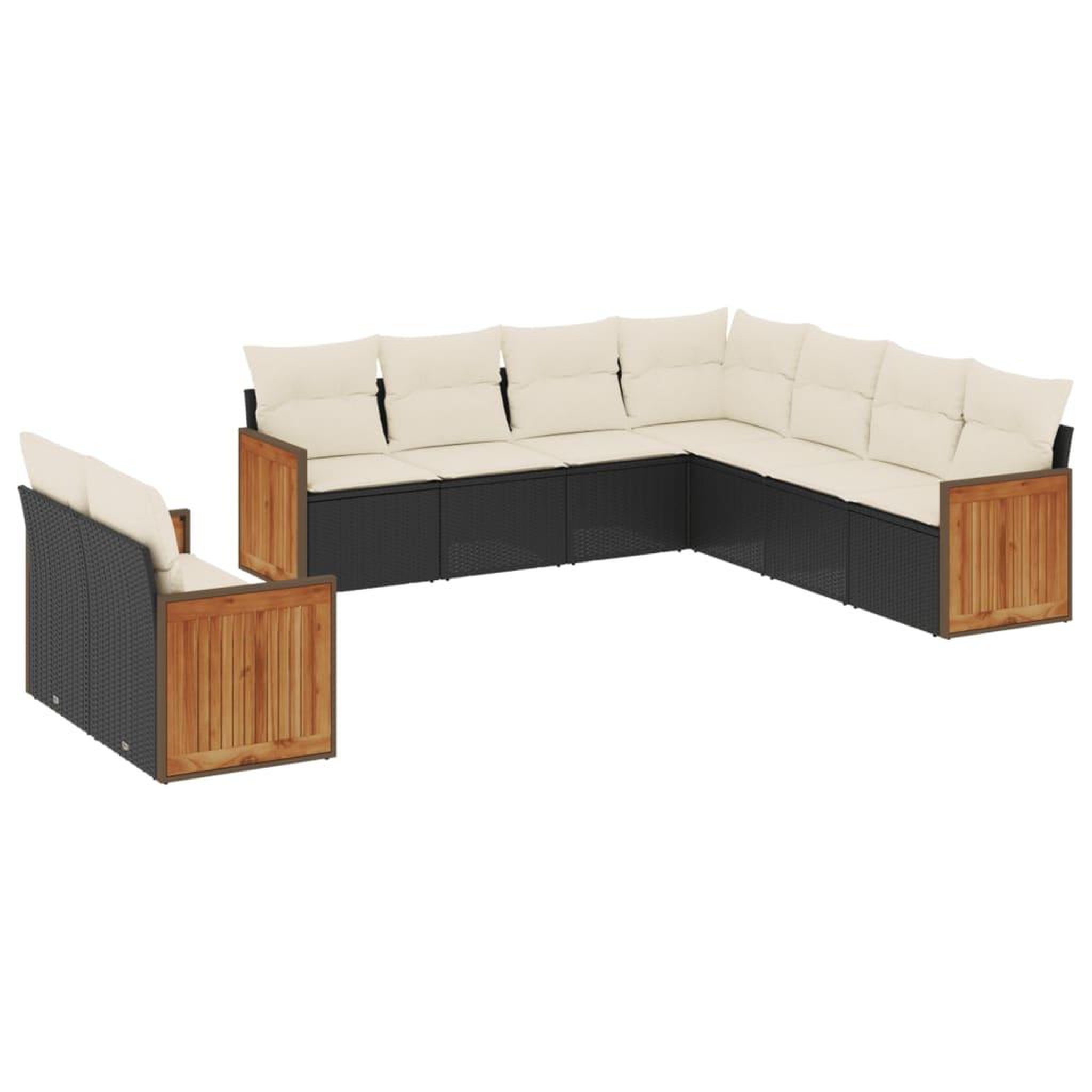 Voir la diapositive 2 : VIDAXL Salon de jardin 9 pcs avec coussins noir resine tressee