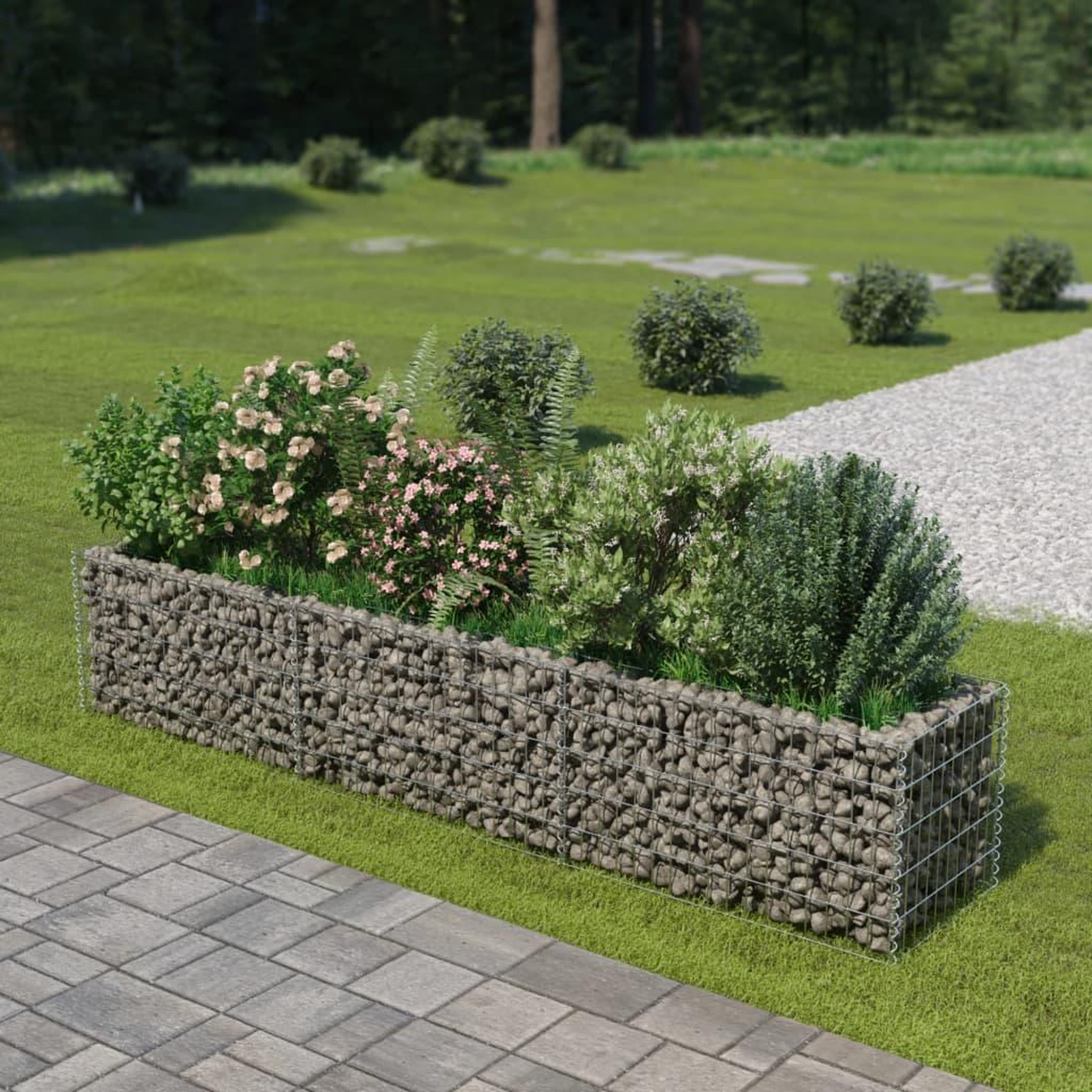 Voir la diapositive 1 : VIDAXL Lit sureleve a gabion Acier galvanise 270x50x50 cm