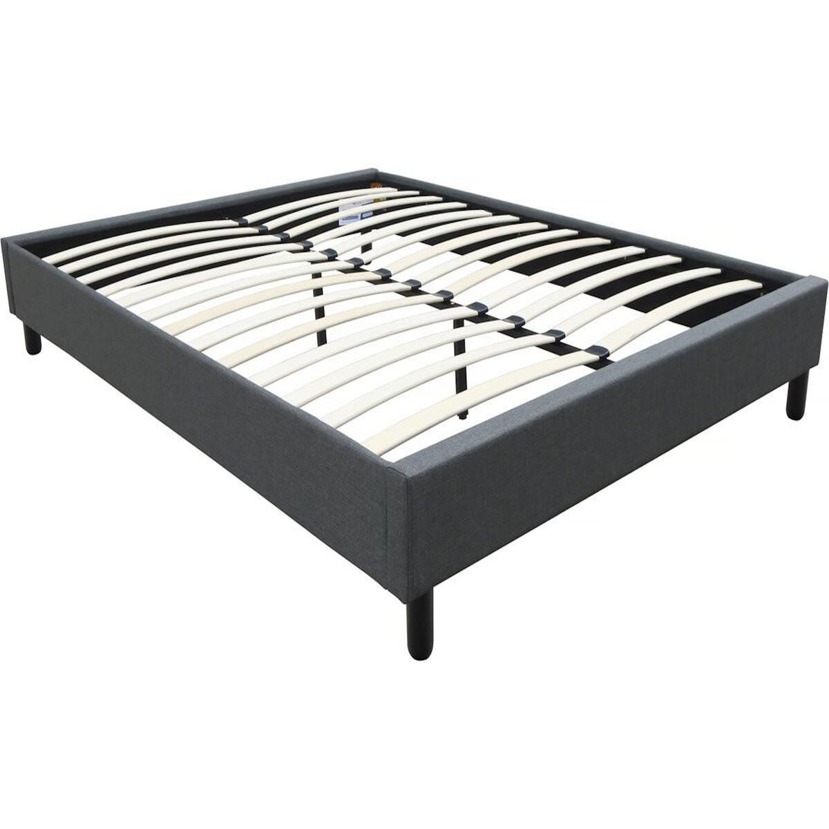 Habitat et Jardin Sommier  Andy  en tissu - 160 x 200 cm - Gris anthracite