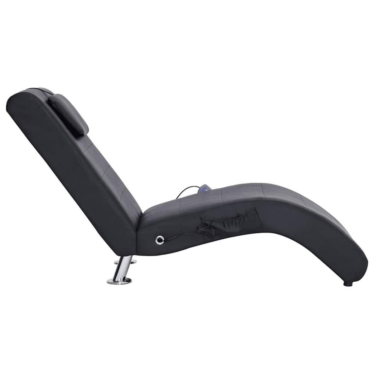 VIDAXL Chaise longue de massage avec oreiller Noir Similicuir