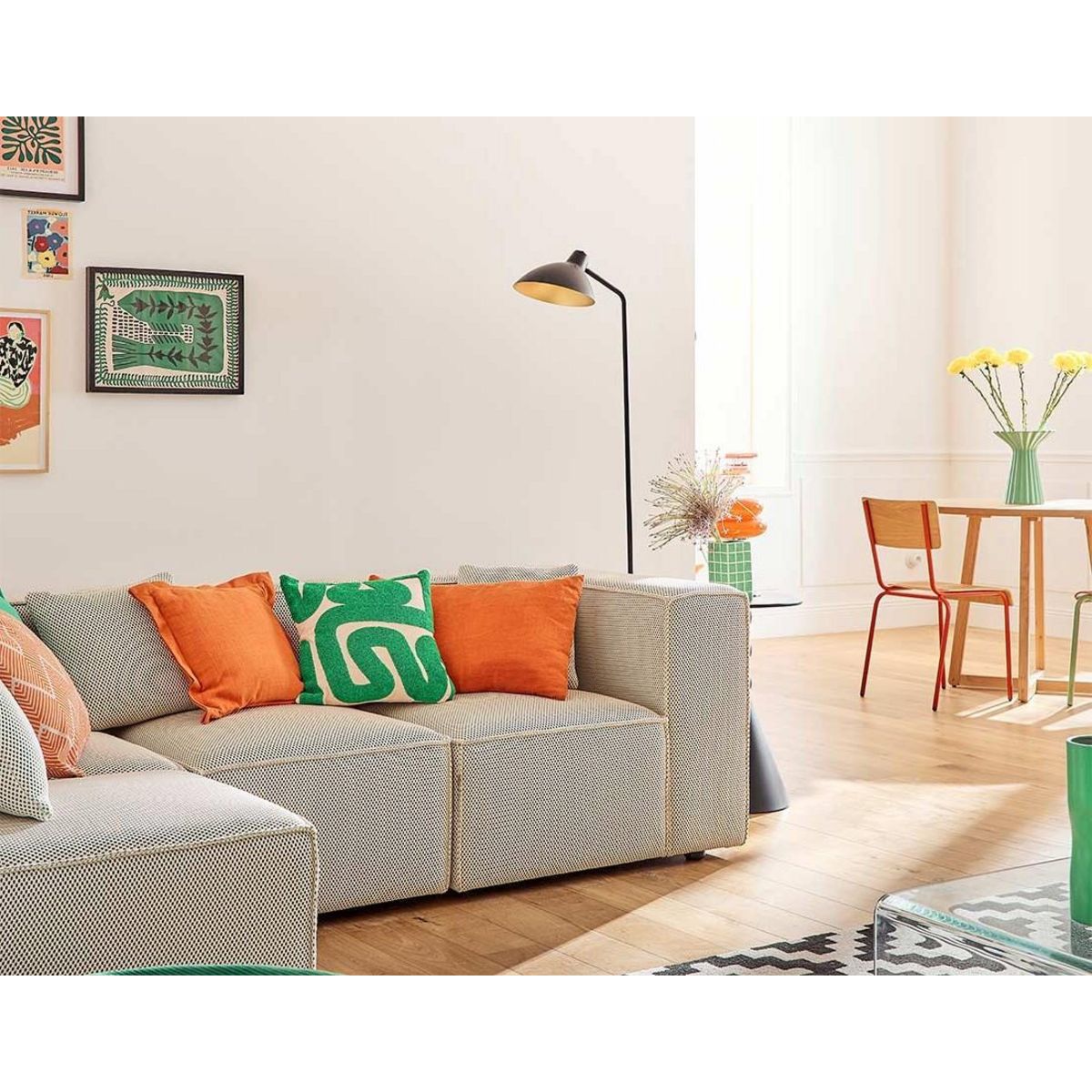 LISA DESIGN Arty - canapé modulable d'angle gauche 5 places - en tissu mailles 3d