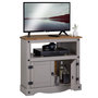 Voir la diapositive 4 : IDIMEX Meuble TV RAMON avec 2 portes, style mexicain en pin massif gris et brun