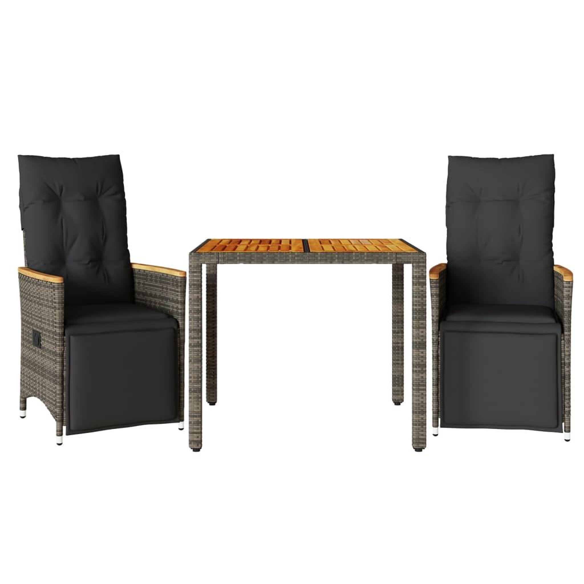 Voir la diapositive 2 : VIDAXL Ensemble de bistro de jardin 3 pcs coussins gris poly rotin