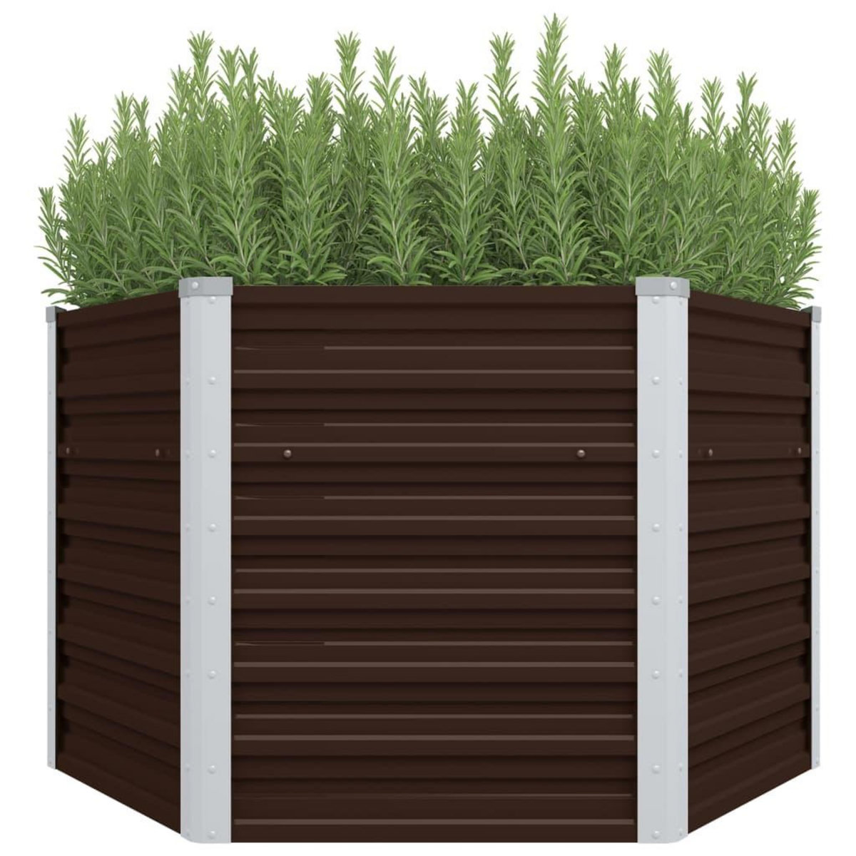 VIDAXL Lit sureleve de jardin Marron 129x129x77 cm Acier galvanise