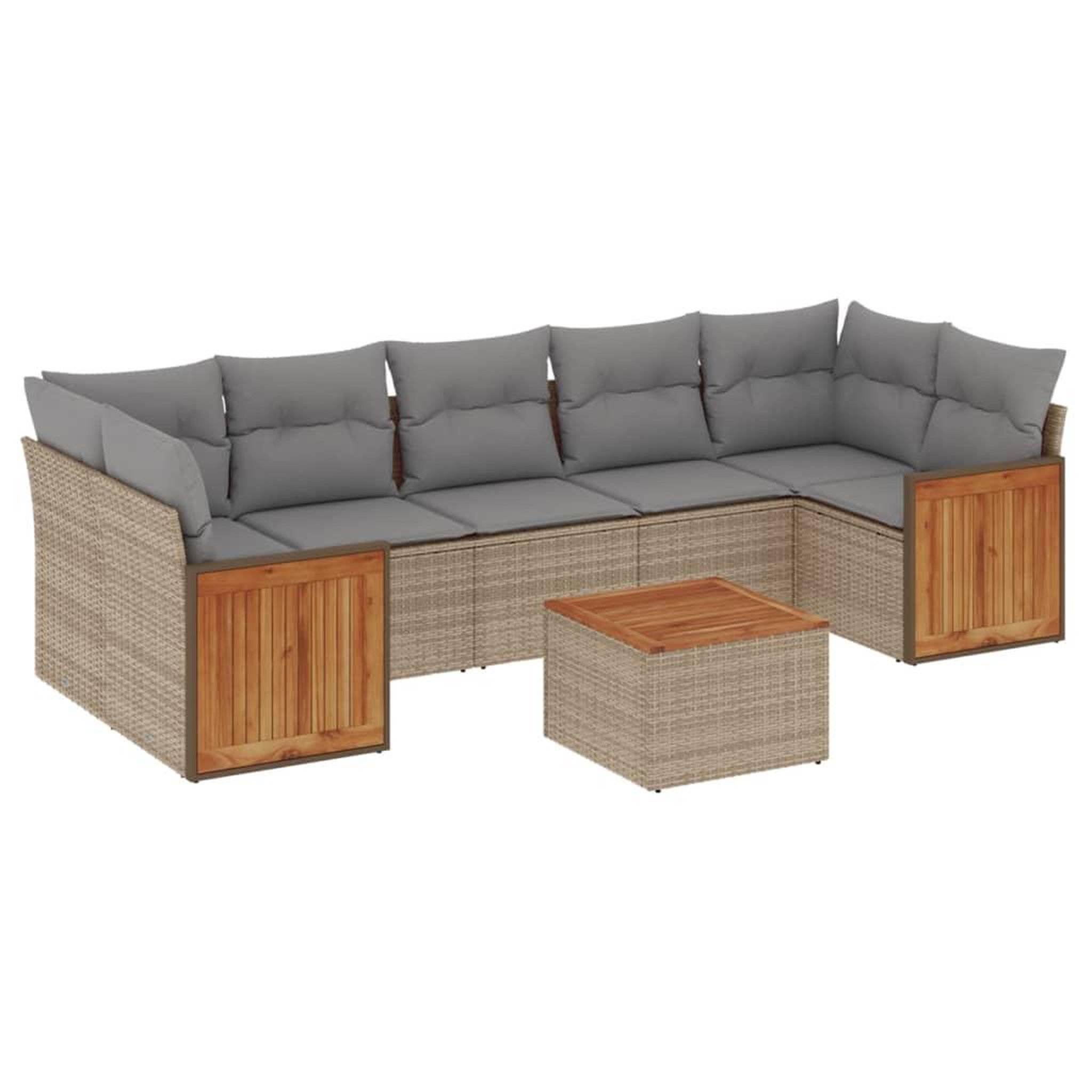 Voir la diapositive 2 : VIDAXL Salon de jardin avec coussins 8 pcs beige resine tressee