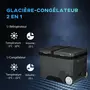 OUTSUNNY Outsunny Glacière-congélateur portable à compression 2 compartiments -22°C - 10°C 35L prise alume-cigare + adaptateur inclus gris noir