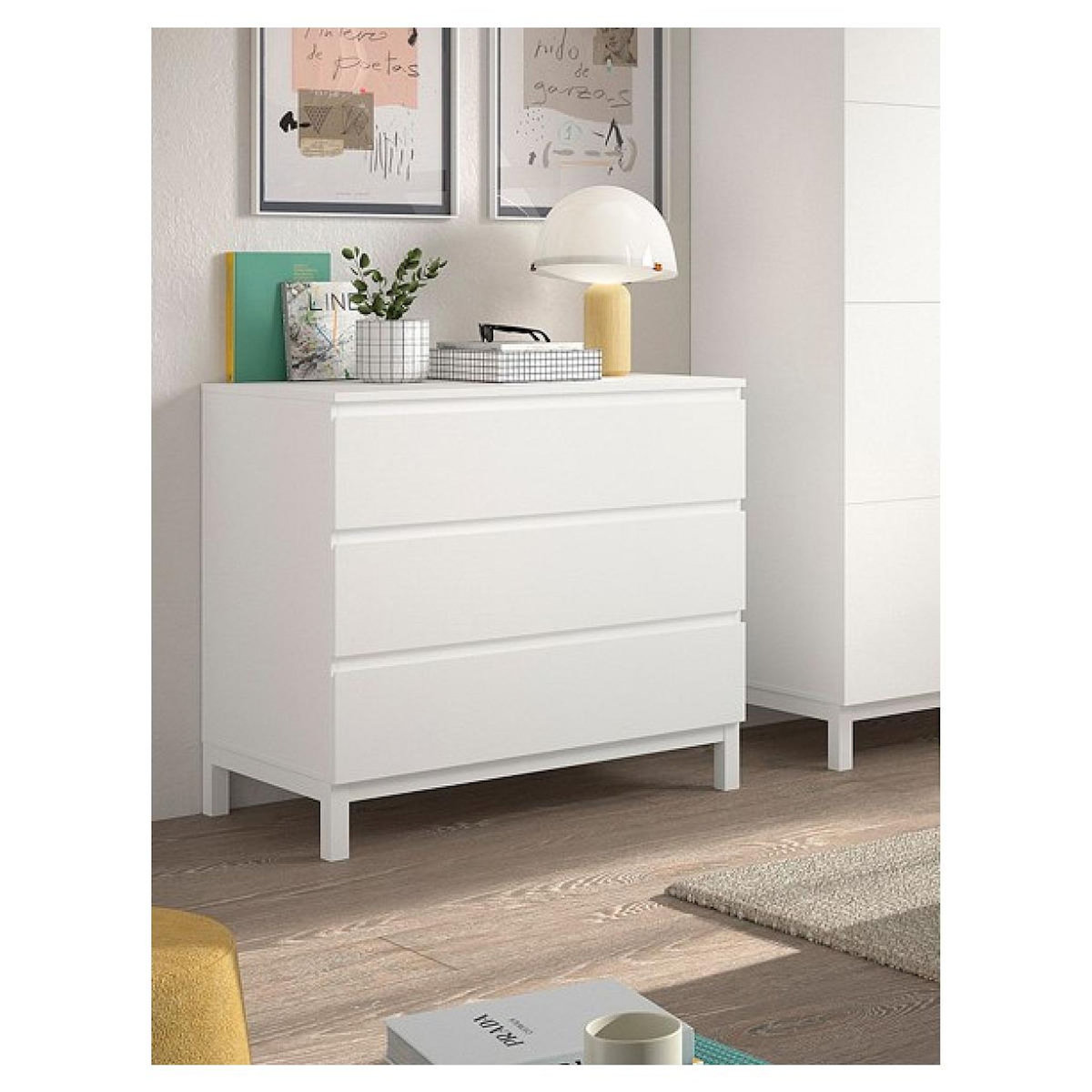 Vipack Commode eva 3 tiroirs blanc
