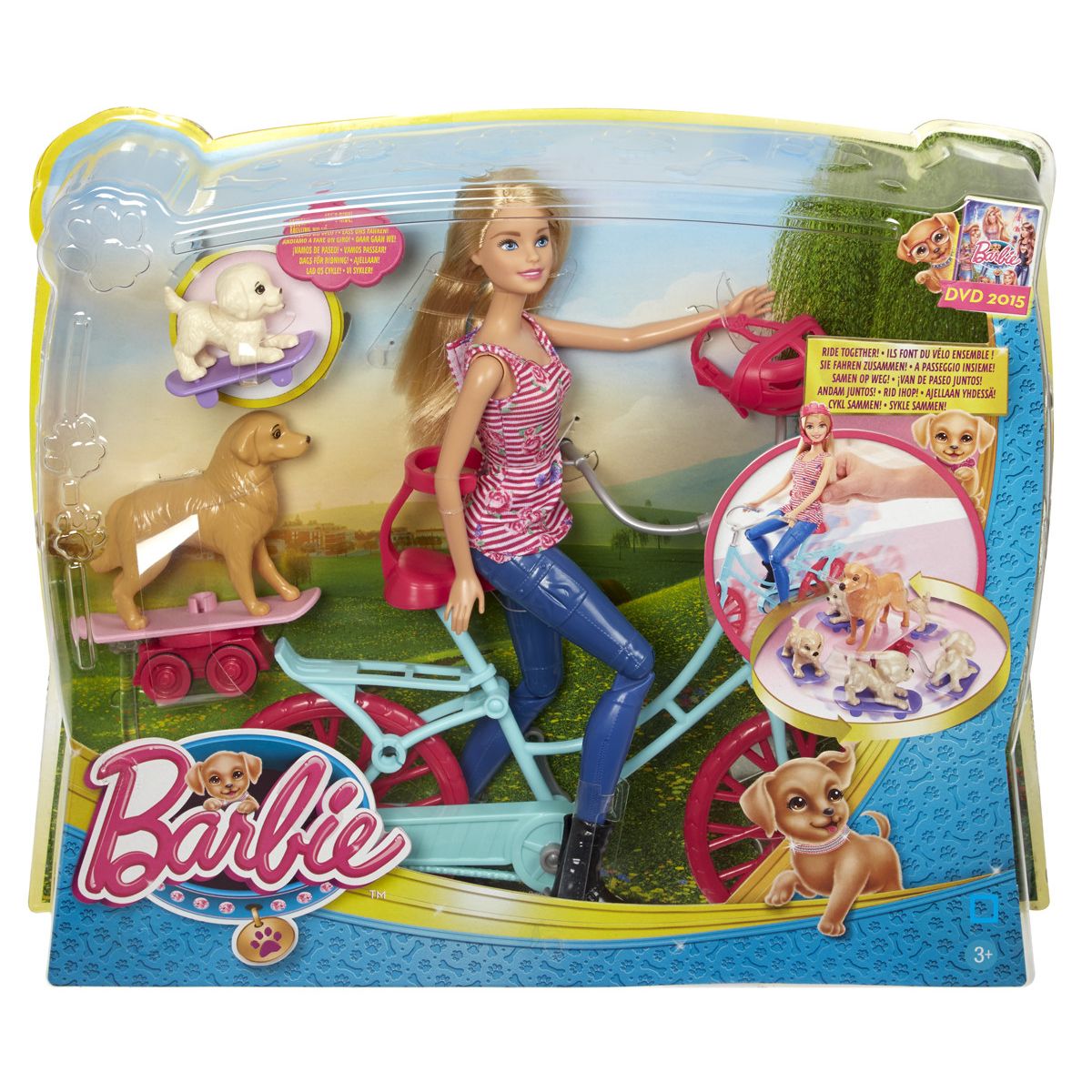 MATTEL Barbie à vélo avec ses chiens